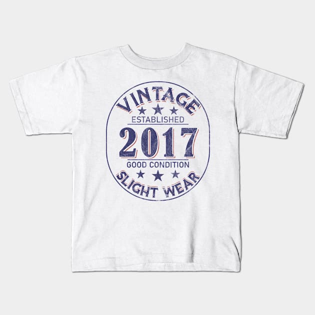 Vintage Established 2017 Kids T-Shirt by Stacy Peters Art